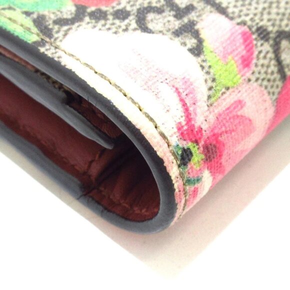 GUCCI GG Blooms Beige Dark Brown Multi PVC Long Wallet 538-072125 - Picture 5 of 11
